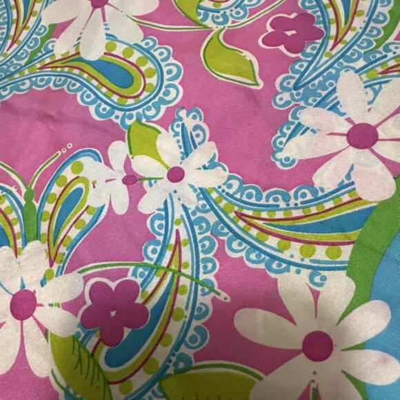 Lilly Pulitzer 100% Silk Scarf Paisley Butterfly Pink Ribbon Breast Cancer 56” - Picture 5 of 9